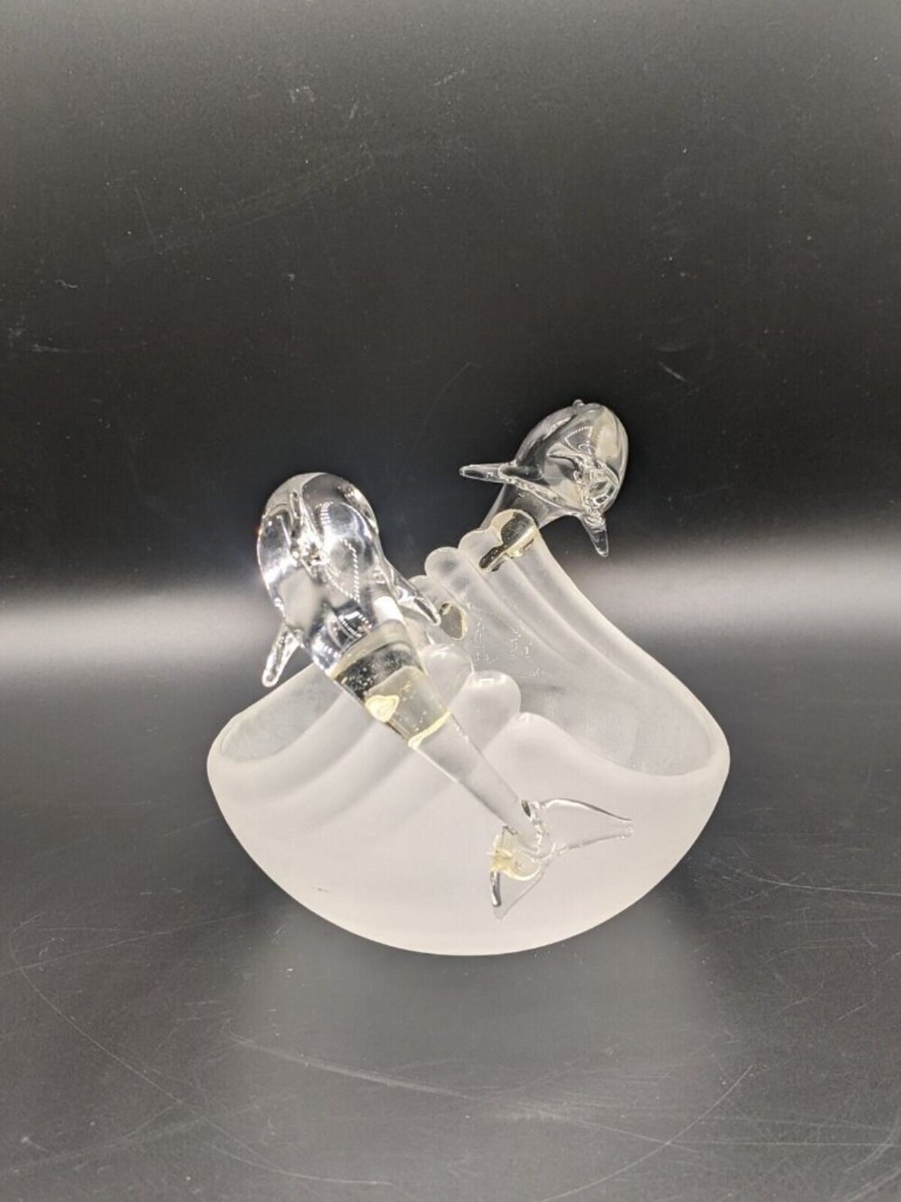 Glass Dolphins Votive Tealight Clear Frosted Candle Holder Dish PartyLite - Picture 3 of 7